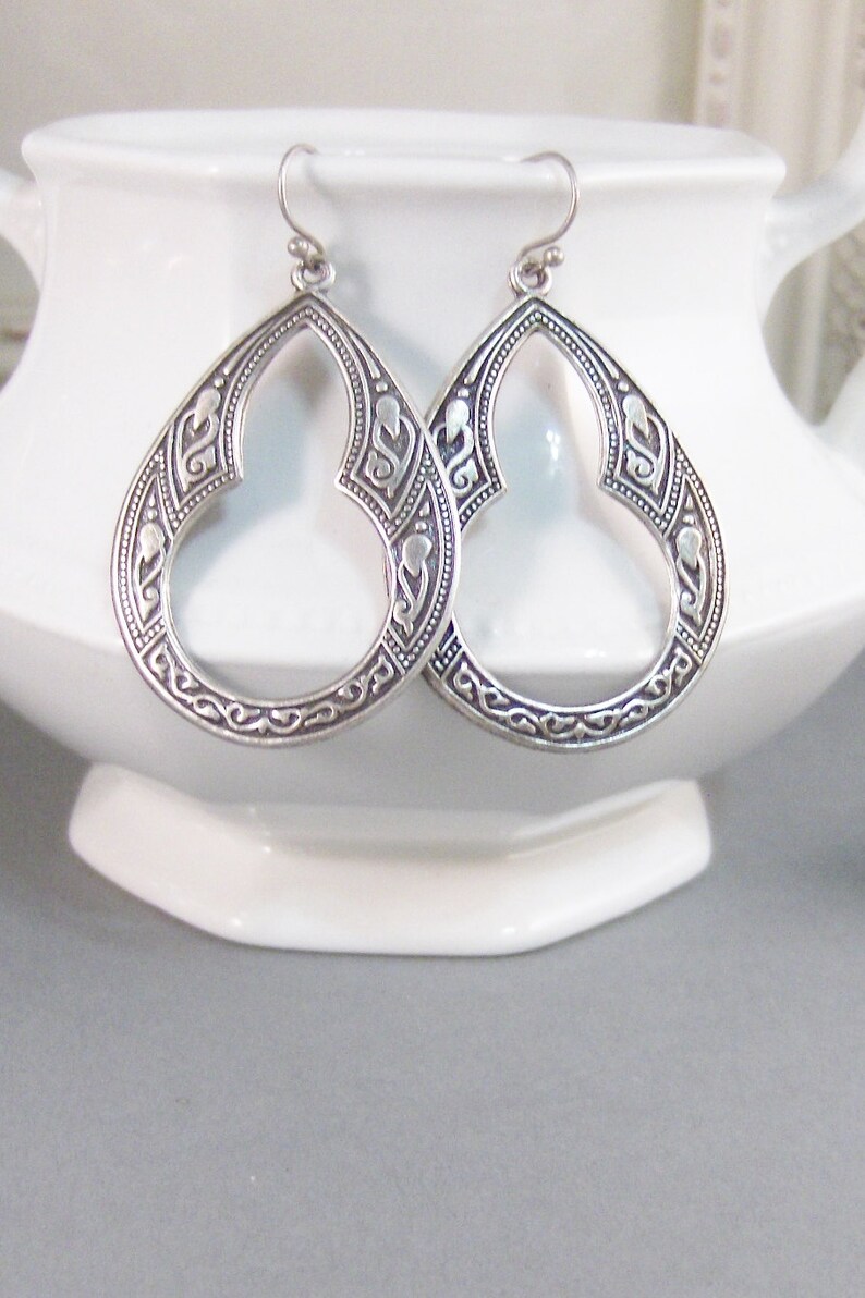 Gypsy Earrings,Silver Earrings,Antique,Vintage Style,Wedding,Bride,Antique Earrings,Boho,Hamsa,Boho Earring,Hoop Earring.valleygirldesign