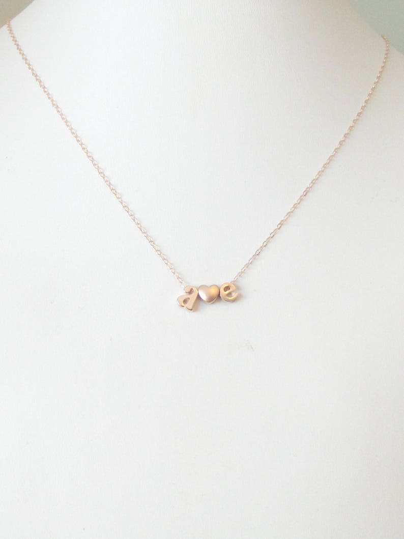 We Love you MOM,Personalized Initial Necklace,Rose Gold,Rose Gold Letter Necklace Custom Personalized Wedding Minimalist Monogram Gift