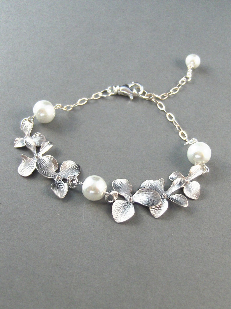 Hazel,Silver Bracelet,Sterling Silver,Pearl,Lotus,Flower,Bride,Handmade jewelery by valleygirldesigns on Etsy.