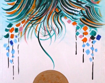 Peinture à l'huile calligraphie islamique faite main | Art arabe contemporain, 3 pi x 2 pi