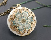 Victorian Vintage Style locket something blue Anniversary Bridesmaid gift Wedding Birthday Sister Mom Daughter Photo Picture friend.
