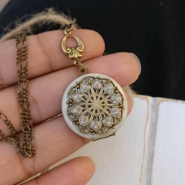 Naszyjnik w stylu vintage: pamiątkowy wisiorek ze zdjęciem, mandala, prezent ślubny dla matki, biżuteria wiktoriańska