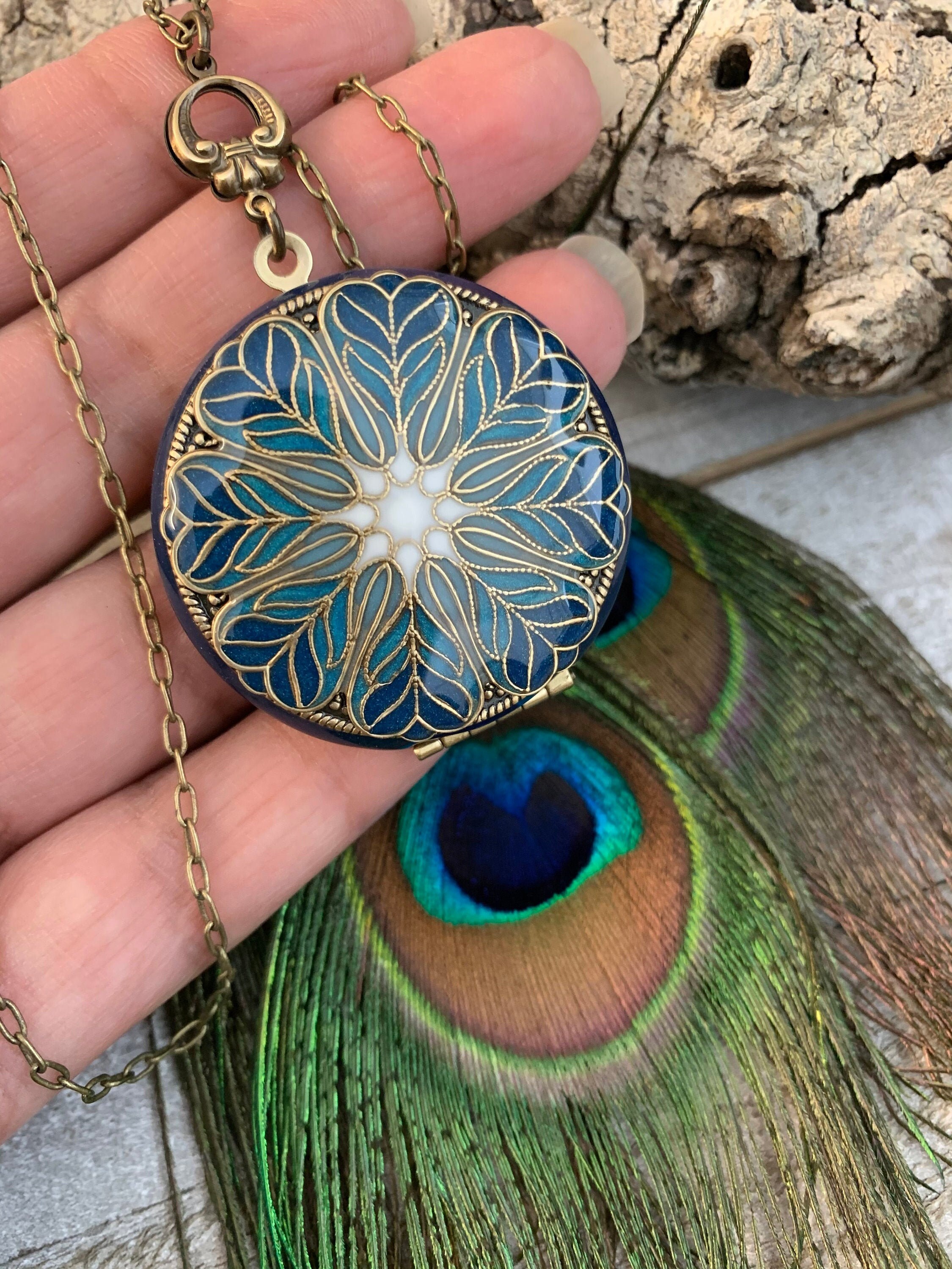 Peacock Filigree Vintage Style Locket 