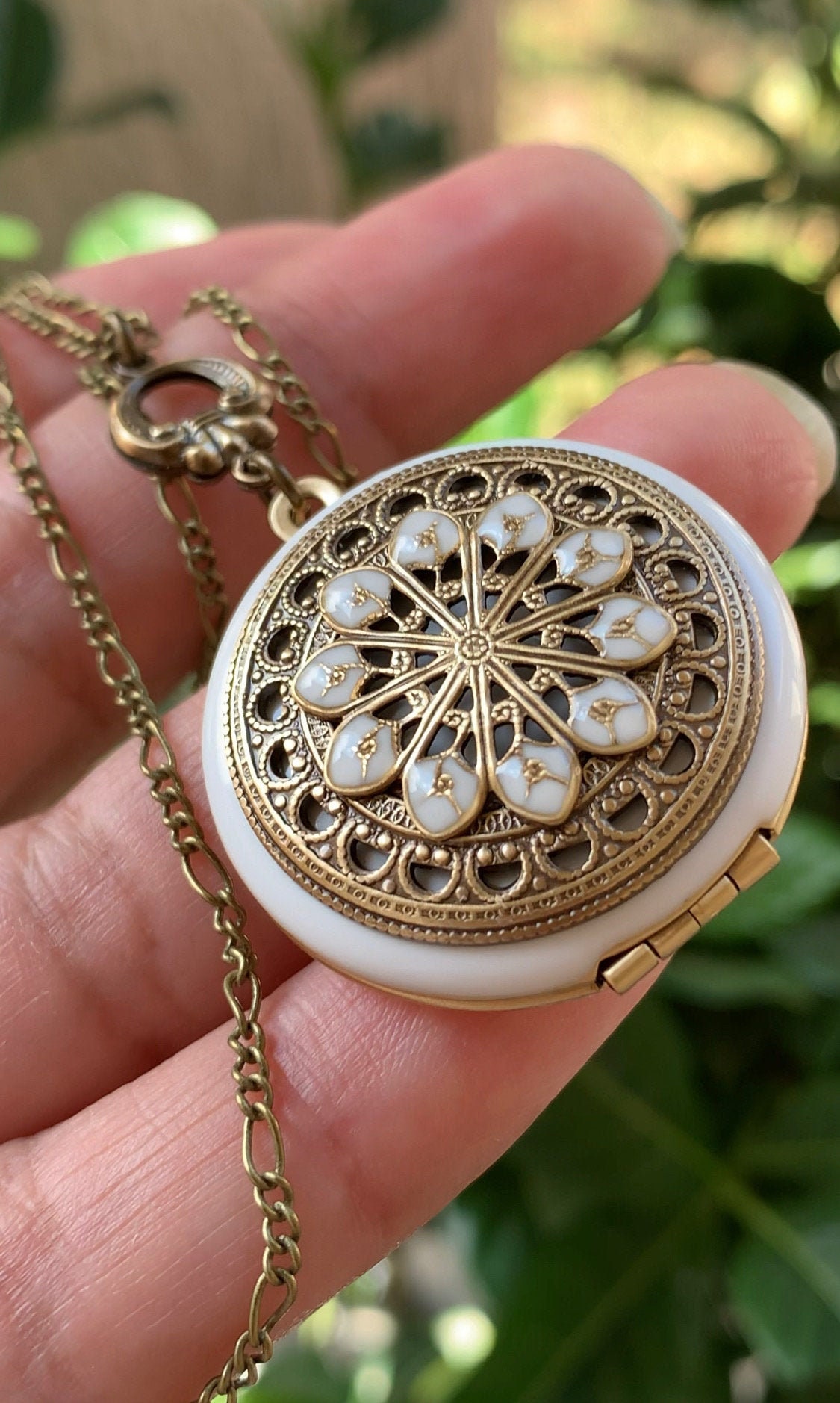 Vintage Style Locket Necklace/mandala/anniversary/bridesmaid Gift