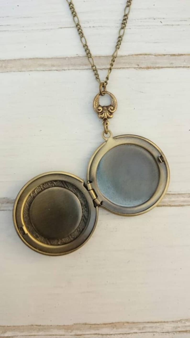 Vintage Style Locket Necklace Filigree Antique Brass Locket Etsy