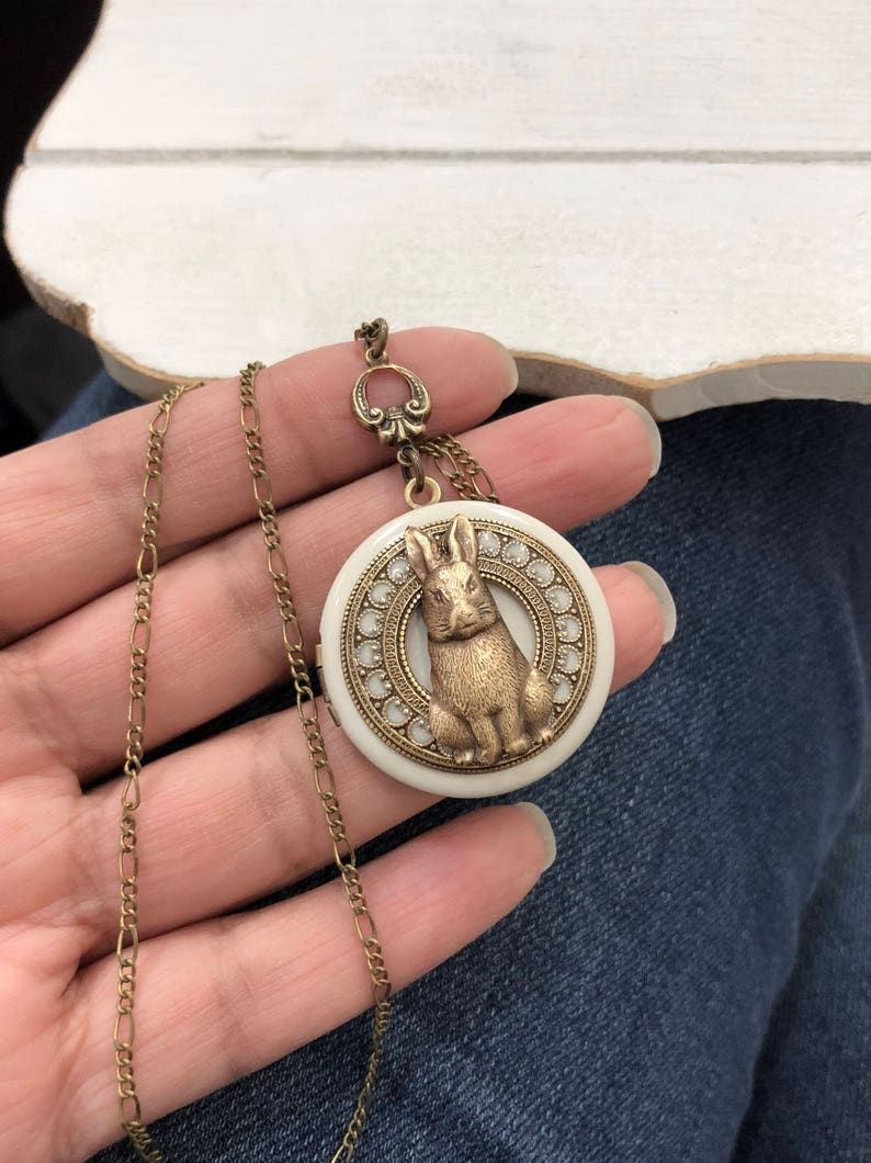 Sweet little Bunny Vintage Style Locket Necklace Wedding Etsy