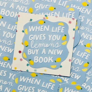 When Life Gives You Lemons, koop een boeksticker, grappige leesgrage citroensticker, lezercadeau, pastelkleurige waterdichte vinylsticker, sarcastische sticker