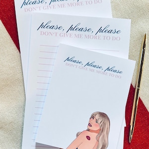 Bloc de notas "Por favor, no me des más cosas que hacer", accesorio de escritorio divertido, 50 páginas, papel de primera calidad, regalo para amantes de la música, papelería desprendible de media letra