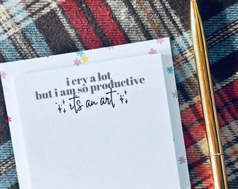 I Cry A Lot of Tears Pop Culture Queen, 50 Page Sticky Note Pad, Office Humor,Co Worker Gift for Her, Funny Humor Stationery for Home/Office
