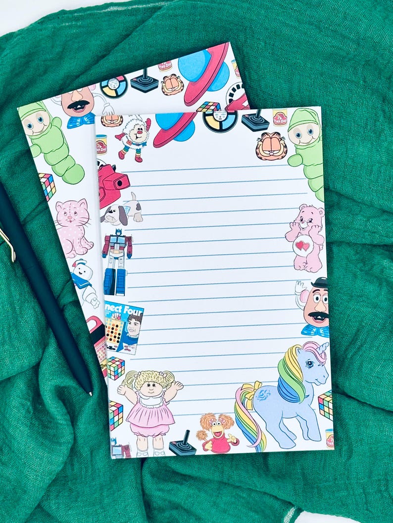 Retro 80s 90s Notepad: Nostalgic Cartoon & Toy Stationery, 50 Pages ...