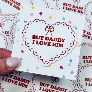 Papai, eu o amo adesivo – Decalque de vinil fofo com coração recortado, à prova de intempéries, presente engraçado, estética retrô, rainha da cultura pop à prova d'água