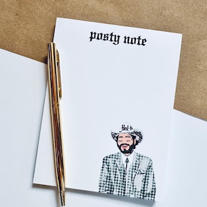 Posty Note – Western Cowboy Hat Checkered Edition, Mini Quarter Page, 50 Page Notepad, Stationery Gift Her, Pop Culture Music Notepad Lover