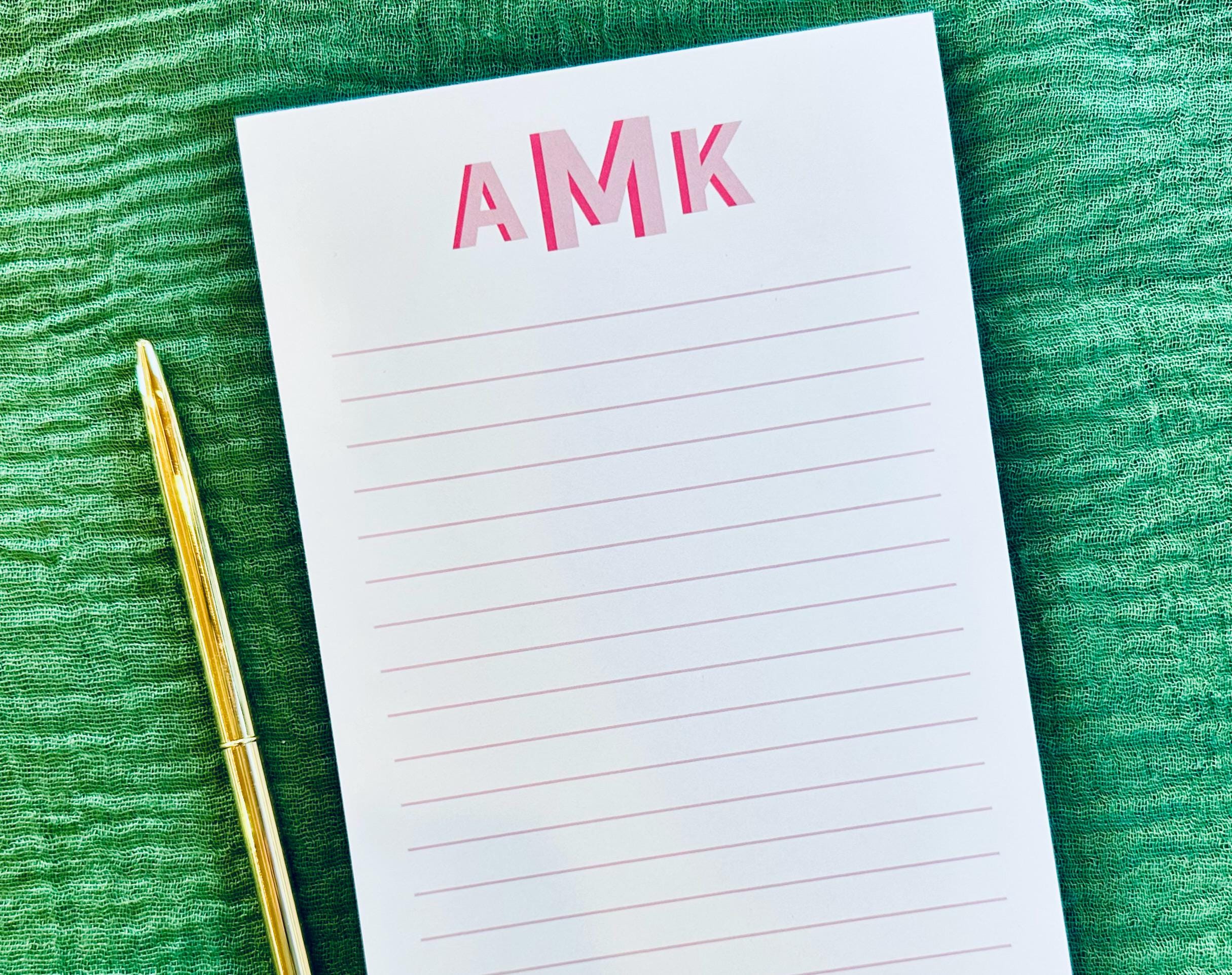 Personalized Monogram Notepad: Shadow Block Letter Stationery Gift - Etsy