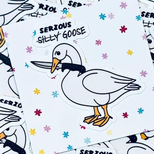 Serious (not Silly) Goose Sticker, Funny Angry Goose with Knife, Waterproof Vinyl Sticker, Laptop Decal, Meme Sticker, Mental Health Gift
