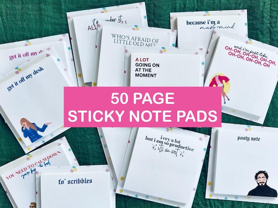 Pop Culture-Inspired Sticky Notes 50 Page Sticky Note Pad, Office Humor, Co Worker Gift, Dark Humor Stationery for Home/Office, Gift for Her