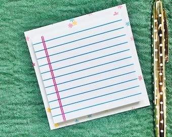 Blue & Pink Lined Paper, 50 Page Sticky Note Pad,Productivity Checklist Sticky Notes,Co Worker Gift for Dad, Cute Stationery for Home/Office