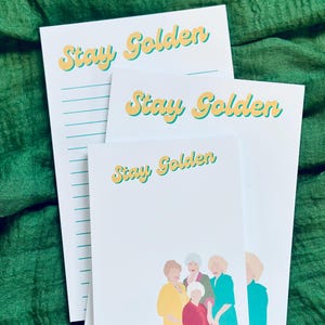 Carta Stay Golden Half and Quarter, bloc de notas de 50 páginas, lista de tareas pendientes de series de televisión de cultura pop, regalo de papelería, lista de compras de papelería nostálgica