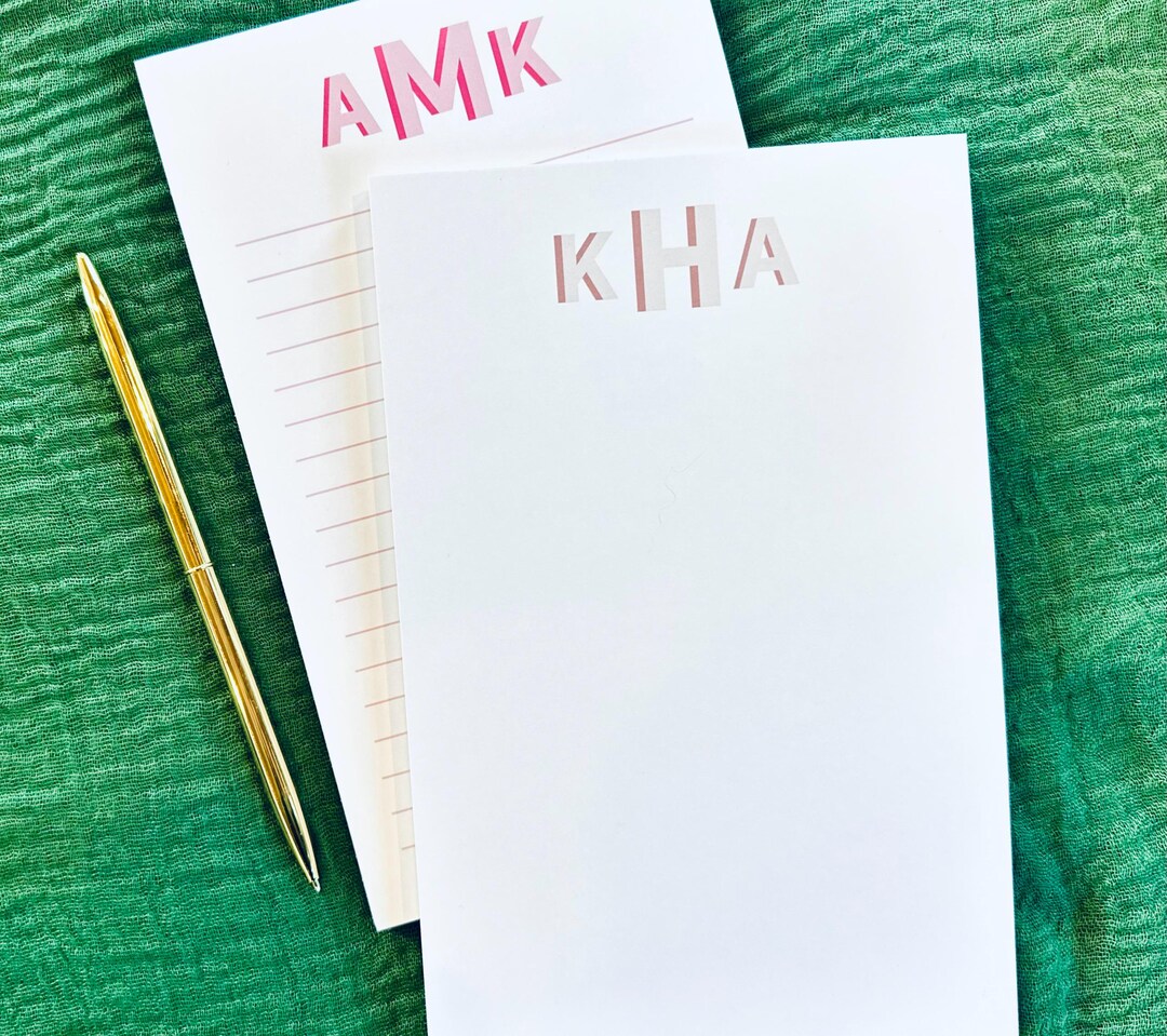 Personalized Monogram Notepad: Shadow Block Letter Stationery Gift - Etsy