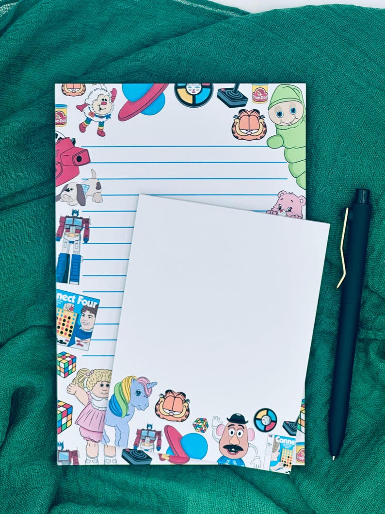 Retro 80s 90s Notepad: Nostalgic Cartoon & Toy Stationery, 50 Pages ...