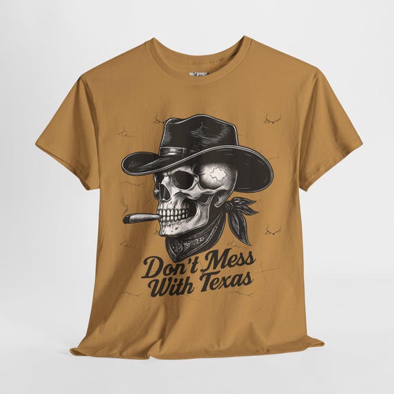 Don't Mess With Texas Tee, Cool Skull Graphic Shirt, Unisex Cotton T-Shirt, Texas Vibes, Casual Wear, Gift for Him or Her
