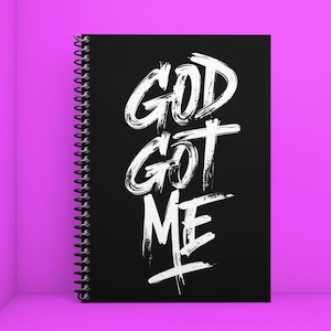 Spiral Notebook with Inspirational Quote, Faith Journal, Gift for God Lovers, Gratitude Planner, Black and White Design