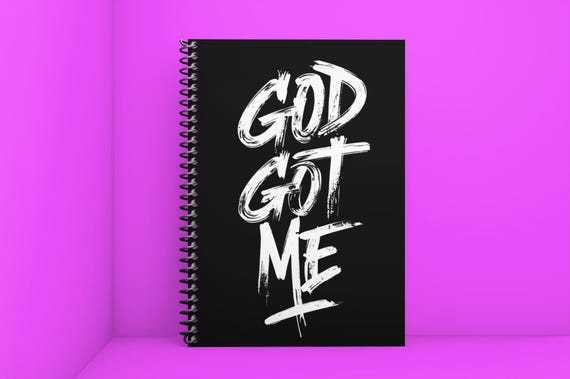 Spiral Notebook with Inspirational Quote, Faith Journal, Gift for God Lovers, Gratitude Planner, Black and White Design