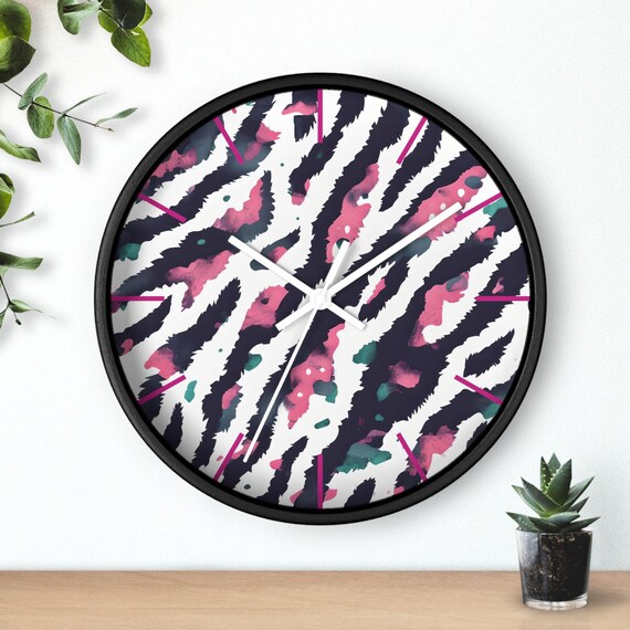 Chic Zebra Print Wall Clock, Modern Home Decor, Unique Gift for Her, Trendy Office Wall Art, Animal Print Clock, Boho Wall Clock