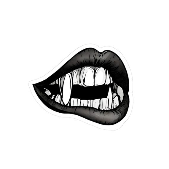 Vampire Lip Kiss-Cut Stickers, Gothic Decals, Halloween Decor, Dark Aesthetic, Laptop Stickers, Gift for Her