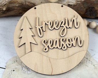 Winter 'Freezin' Season' Sign DIY Kit: 5 inch Maple Wood
