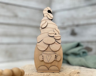 Chunky Coffee Gnome DIY Kit: Unfinished Wood Craft Project