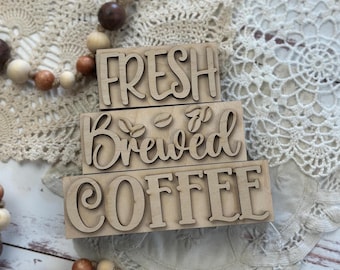DIY Coffee Bar Decor: Unfinished Wood Word Stacker Kit