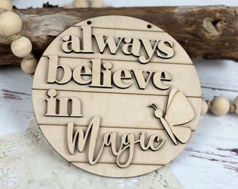 Butterfly Sign DIY Paint Kit: Always Believe in Magic, 5-inch Wood Craft