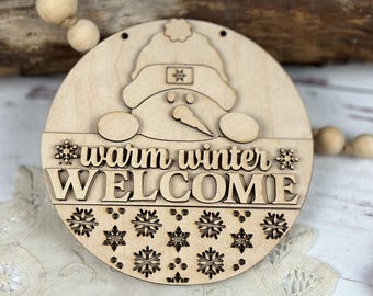 5 Inch Warm Winter Welcome DIY Craft Kit | Winter Wreath Add-On | Whimsical Snowman Painting Kit | Fun Winter DIY Gift Kit |
