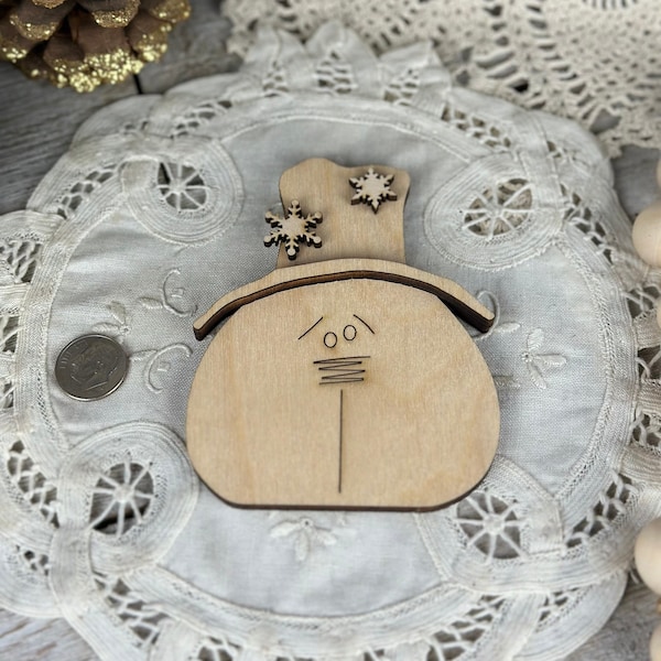 Wood Snowman Face Project Add-On | Rustic Farmhouse Winter DIY Kit | 'Mommy and Me' DIY Kit | DT Project Add-On | Christmas Gift Tag Add On