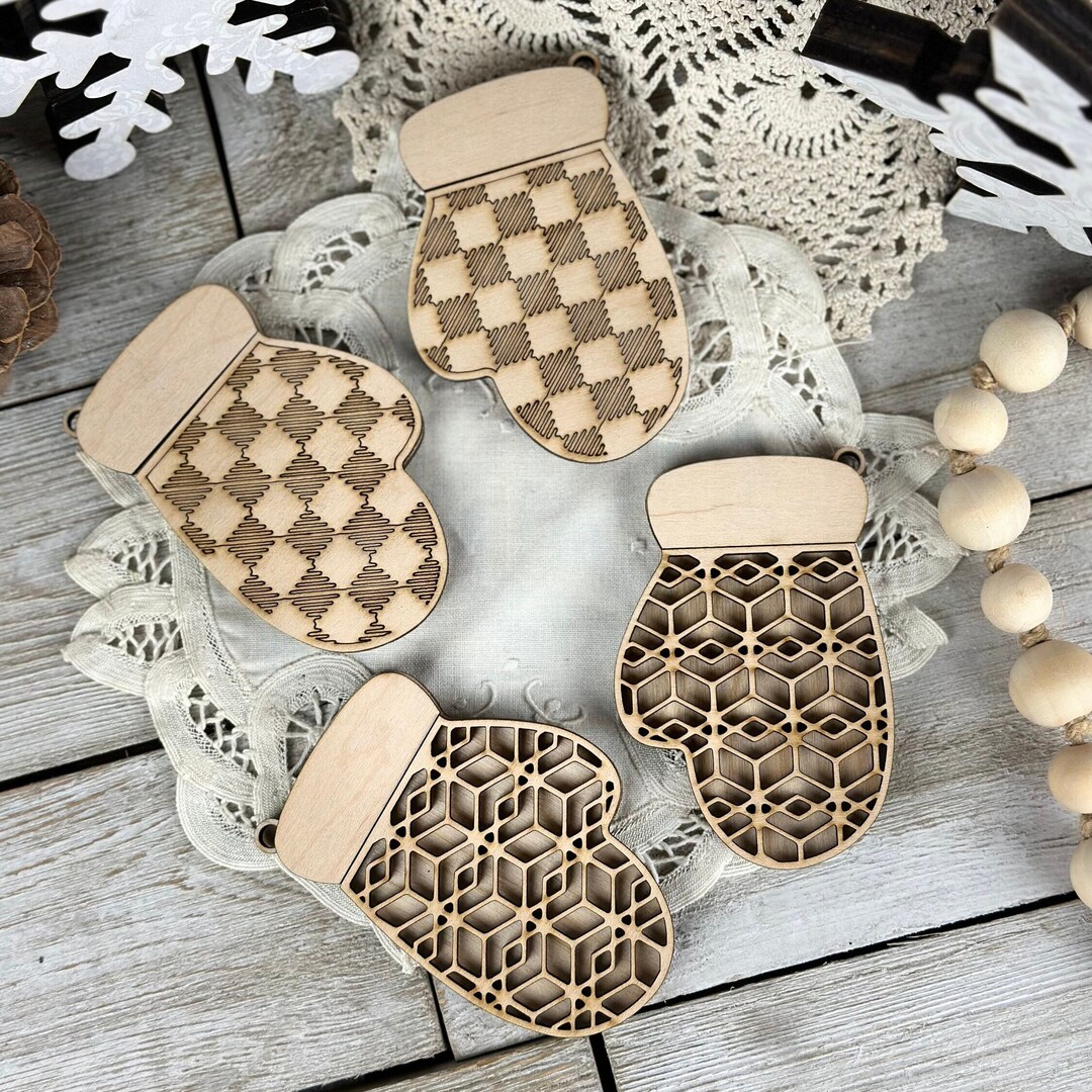 Sweet Wooden Mitten Ornament DIY Kit Christmas Wreath Add on Kit