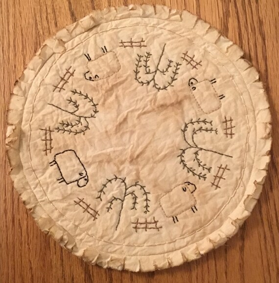 Primitive Sheep Candle Mat Primitive Home Decor Hand Etsy