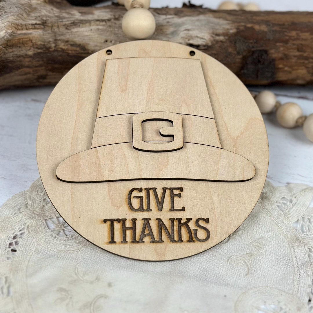 Give Thanks 5-inch Pilgrim's Hat Sign Painting Kit | DIY Thanksgiving ...