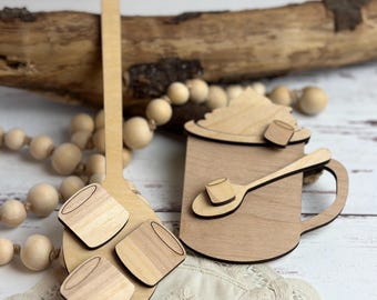 Hot Cocoa Mug & Spoon Faux Cutting Board Add-On: Winter Kitchen DIY Kit