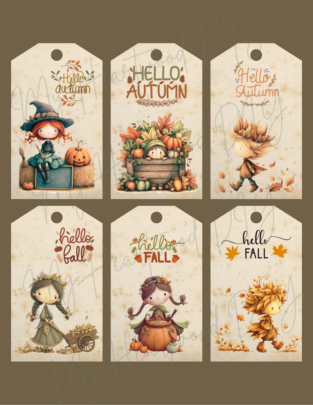 Whimsical Fall Printable Tags | Instant Download | Autumn Cottage-core ...