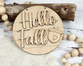 Hello Fall Acorn Sign DIY Craft Kit: 5 inch Wooden Decor