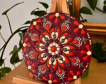 Amber Dawn - Mandala in Red and Brown Tones / Dot Art / Home Decor