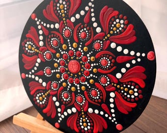 Scarlet Burst - Mandala in Red, White, Gold Tones