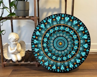 Turquoise and golden mandala