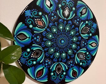 Northern Lights - Mandala in Blue Tones with Mirrors / Mindful Art / Home decor