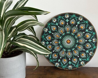 Emerald and Gold Dots - Mandala / Dot painting / Dotting / Mindful art