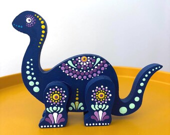 Dotted Dino - Wooden Fugure / Dinosaur Dot Painted