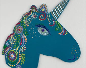 Unicorn - Dot Art / Hand Painted Wall Hanging