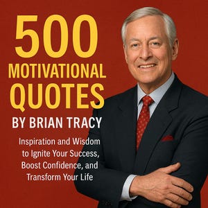 Può includere: Copertina del libro "500 Citazioni Motivazionali" di Brian Tracy. La copertina è rossa con testo giallo. Un uomo in giacca e cravatta sorride. Il libro promette ispirazione e saggezza per il successo.