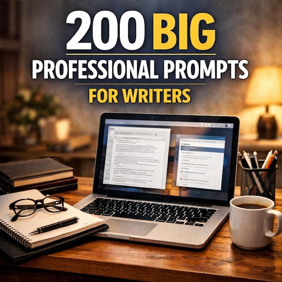 200 Big Professional Writing Prompts Bundle for Writers | Printable PDF Guide