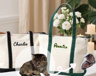 Custom Embroidered Pet Name Tote Bag: Dog Cat Canvas Boat Mama Tote, Fun Dog Mom Bag, Pet Pillow Charm-Pet Travel Bag-Mother's Day Gift Idea